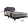 Modern Queen Bed, Gray Fabric