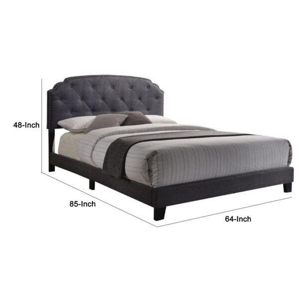 Modern Queen Bed, Gray Fabric