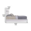 Wooden queen size bed with block legs and Crystal Accented Headboard, White
