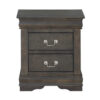 Traditional Style Wooden Nightstand with Two Drawers and Metal Handles, Dark Gray