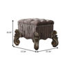 Traditional Style Wood and Poly Resin Vanity Stool, Gray