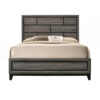 Transitional Style Wooden Queen Size Bed with Brick Elements Panel Headboard, Gray