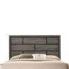 Transitional Style Wooden Queen Size Bed with Brick Elements Panel Headboard, Gray