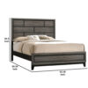 Transitional Style Wooden Queen Size Bed with Brick Elements Panel Headboard, Gray