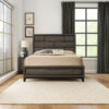 Transitional Style Wooden Queen Size Bed with Brick Elements Panel Headboard, Gray