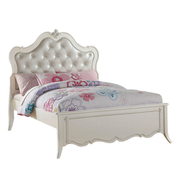 140220266990ee2856330.jpeg Pine Wood Twin Bed With Button Tufted Headboard, Pearl White