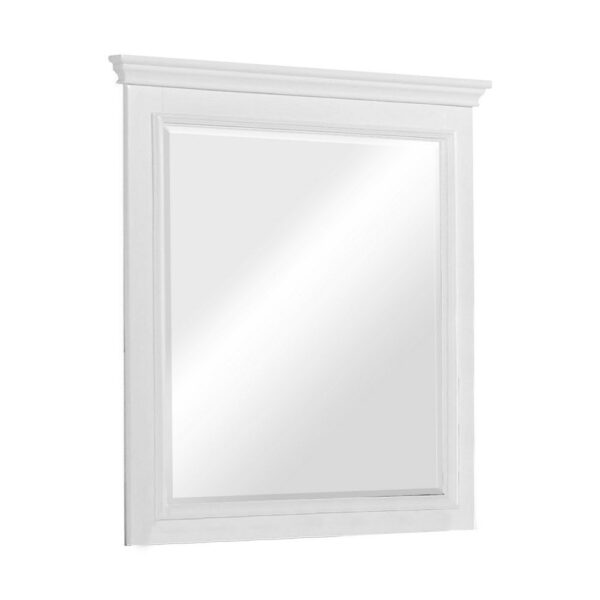 Contemporary Style Wood Rectangular Mirror, White