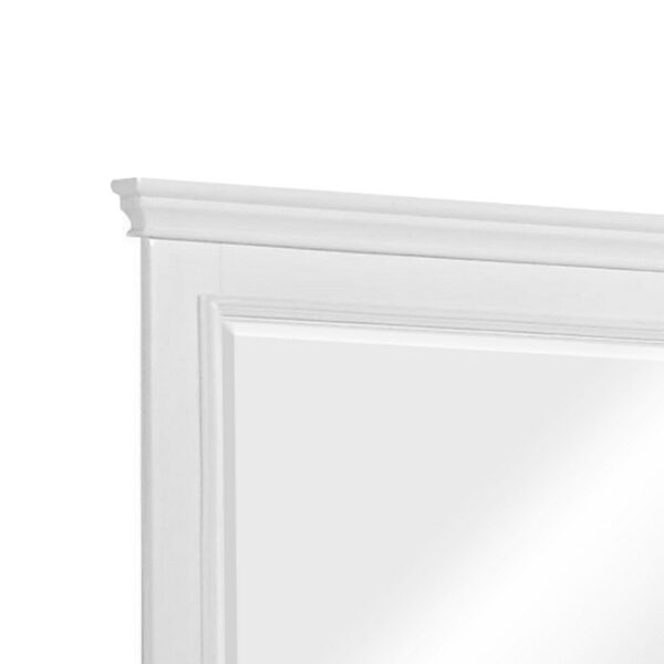 Contemporary Style Wood Rectangular Mirror, White