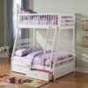 Wooden Twin/Full Bunk Bed with Drawers, White