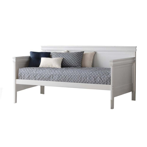 Piya Transitional Wooden Day Bed with Beveled Edges, White
