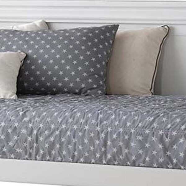 Piya Transitional Wooden Day Bed with Beveled Edges, White