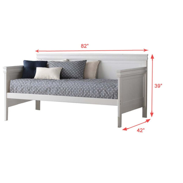 Piya Transitional Wooden Day Bed with Beveled Edges, White