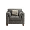 34 Inch Wide Nailhead Fabric Upholstered Accent Chair, Gray