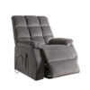 Contemporary Velvet and Metal Recliner with Power Lift, Gray