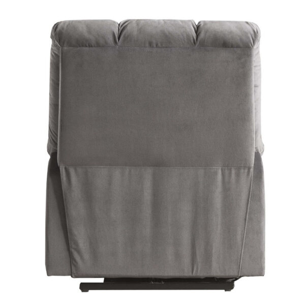 Contemporary Velvet and Metal Recliner with Power Lift, Gray