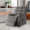 Contemporary Velvet and Metal Recliner with Power Lift, Gray