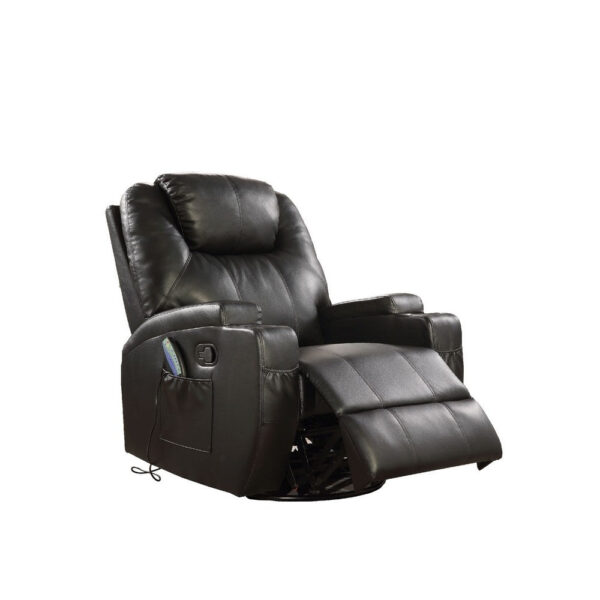 140220266990ee95b742e.jpeg Contemporary Polyurethane Upholstered Metal Rocker Recliner with Swivel, Black