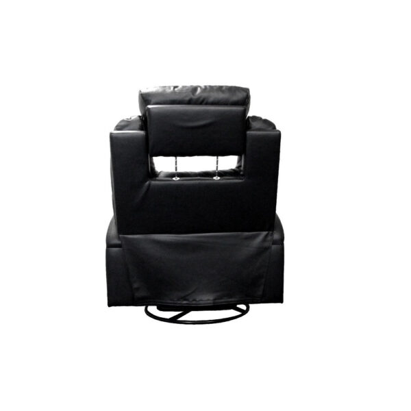 140220266990ee9a057c7.jpeg Contemporary Polyurethane Upholstered Metal Rocker Recliner with Swivel, Black