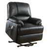 Contemporary Polyurethane Upholstered Metal Recliner with Power Lift, Black
