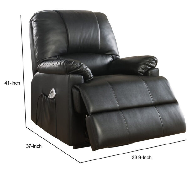 Contemporary Polyurethane Upholstered Metal Recliner with Power Lift, Black