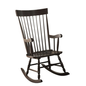 140220266990eea88f91e.jpeg Traditional Style Wooden Rocking Chair with Contoured Seat, Black
