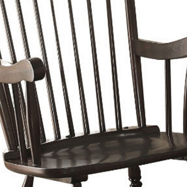 Traditional Style Wooden Rocking Chair with Contoured Seat, Black