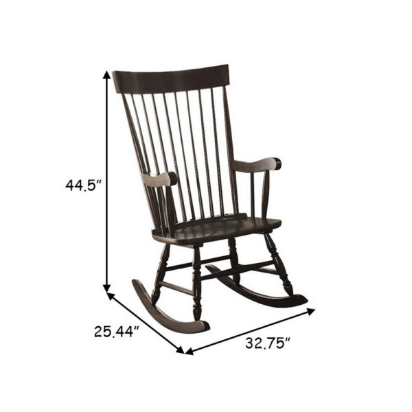 Traditional Style Wooden Rocking Chair with Contoured Seat, Black