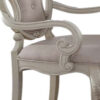 140220266990eedbb2fda.jpeg Fabric Upholstered Wooden Arm Chairs with Cabriole Legs, White and Gray, Set of Two