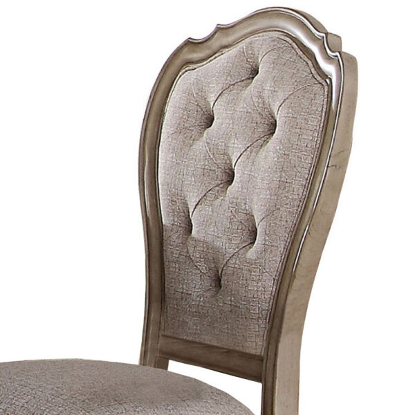 Button Tufted Upholstered Dining Side Chair, Set of 2, Beige