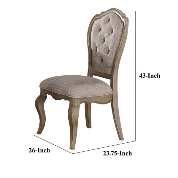 Button Tufted Upholstered Dining Side Chair, Set of 2, Beige