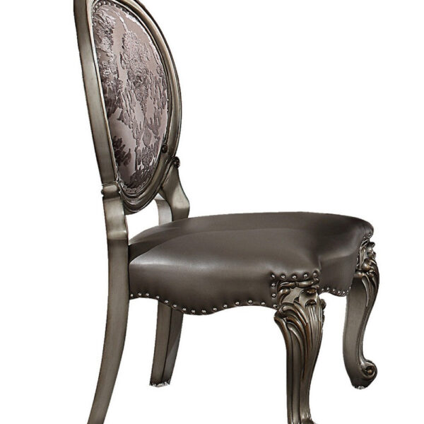 140220266990eeee41284.jpeg Dining Chair, Vegan Leather, Cabriole Legs, Set of 2, Silver