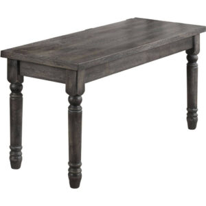 Transitional Style Wood Bench with Turned Legs, Gray