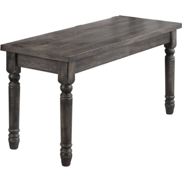 140220266990ef00cc03d.jpeg Transitional Style Wood Bench with Turned Legs, Gray