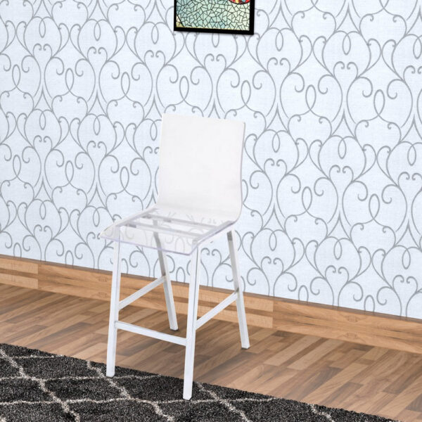 140220266990ef0e394aa.jpeg Counter Height Dining Chair Clear Acrylic, Chrome, Set of 2