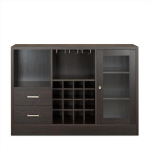140220266990ef1655c92.jpeg Wooden Server with One Side Door Storage Cabinets and Two Drawers, Espresso Brown