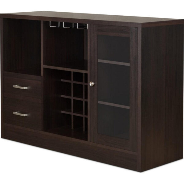 140220266990ef17dd9f1.jpeg Wooden Server with One Side Door Storage Cabinets and Two Drawers, Espresso Brown