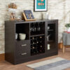 140220266990ef1ae3363.jpeg Wooden Server with One Side Door Storage Cabinets and Two Drawers, Espresso Brown