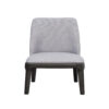 Linen Upholstered Wooden Side Chair with Curved Backrest and Block Legs, Set of 2, Gray