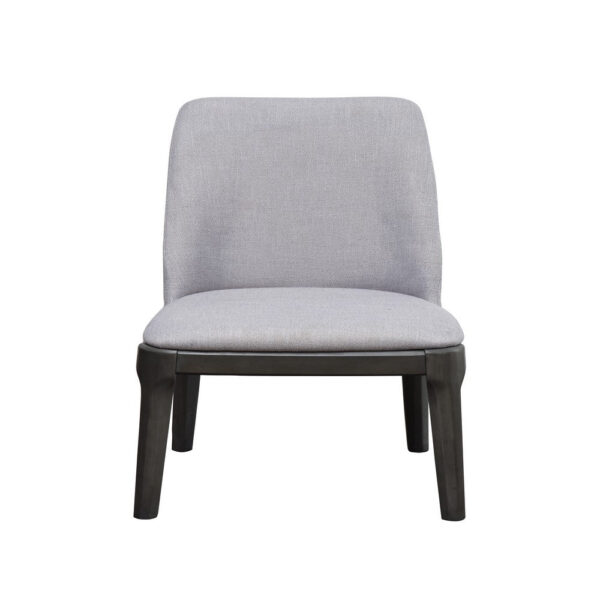 Linen Upholstered Wooden Side Chair with Curved Backrest and Block Legs, Set of 2, Gray
