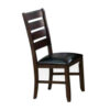 Ladder Back Wooden Side Chair with Leatherette seat, Set of 2, Black and Brown