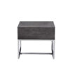 Wooden End Table with Tubular Metal Base and Spacious Drawer, Gray and Silver