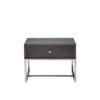 Wooden End Table with Tubular Metal Base and Spacious Drawer, Gray and Silver