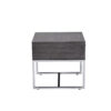 Wooden End Table with Tubular Metal Base and Spacious Drawer, Gray and Silver