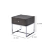 Wooden End Table with Tubular Metal Base and Spacious Drawer, Gray and Silver