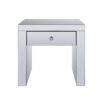 Wood and Mirror End Table with One Drawer, Clear
