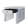 Wood and Mirror End Table with One Drawer, Clear