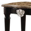 Marble Top End Table With Contrast Carved Motif Turned Wood Legs, Black