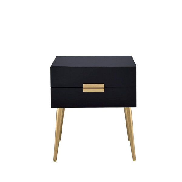Denvor Square End Table with Drawers, Black & Gold
