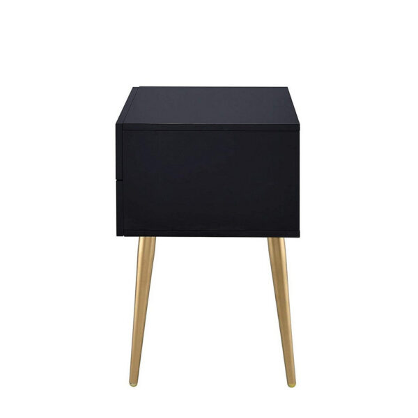Denvor Square End Table with Drawers, Black & Gold