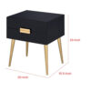 Denvor Square End Table with Drawers, Black & Gold